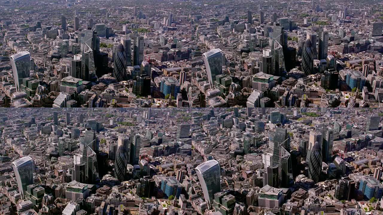 英国伦敦城市鸟瞰图。4K