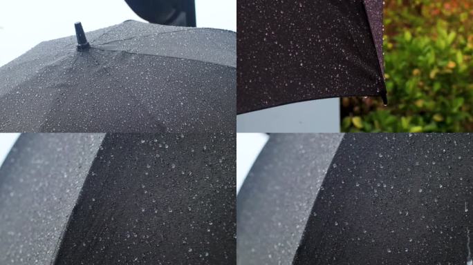 下雨天气雨水雨珠滑落雨伞实拍