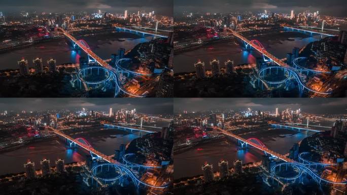重庆大桥夜景航拍