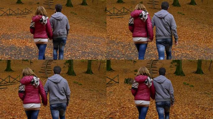 在秋天的公园里浪漫漫步-回景