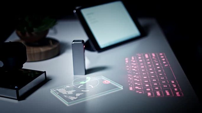 办公室4k虚拟激光投影键盘，带手机动画