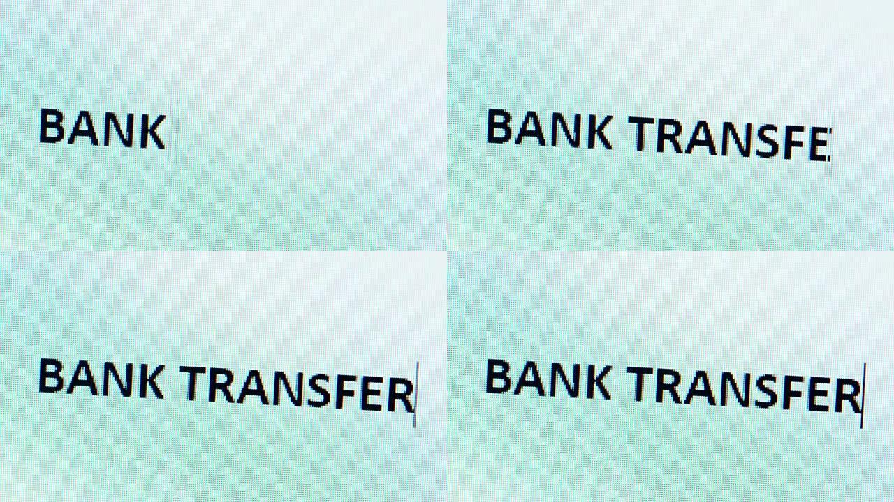 在计算机屏幕上键入的银行转账-宏拍摄