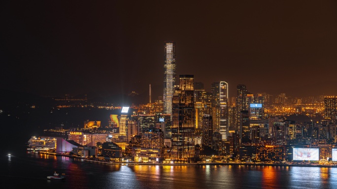 香港环球贸易广场夜景延时