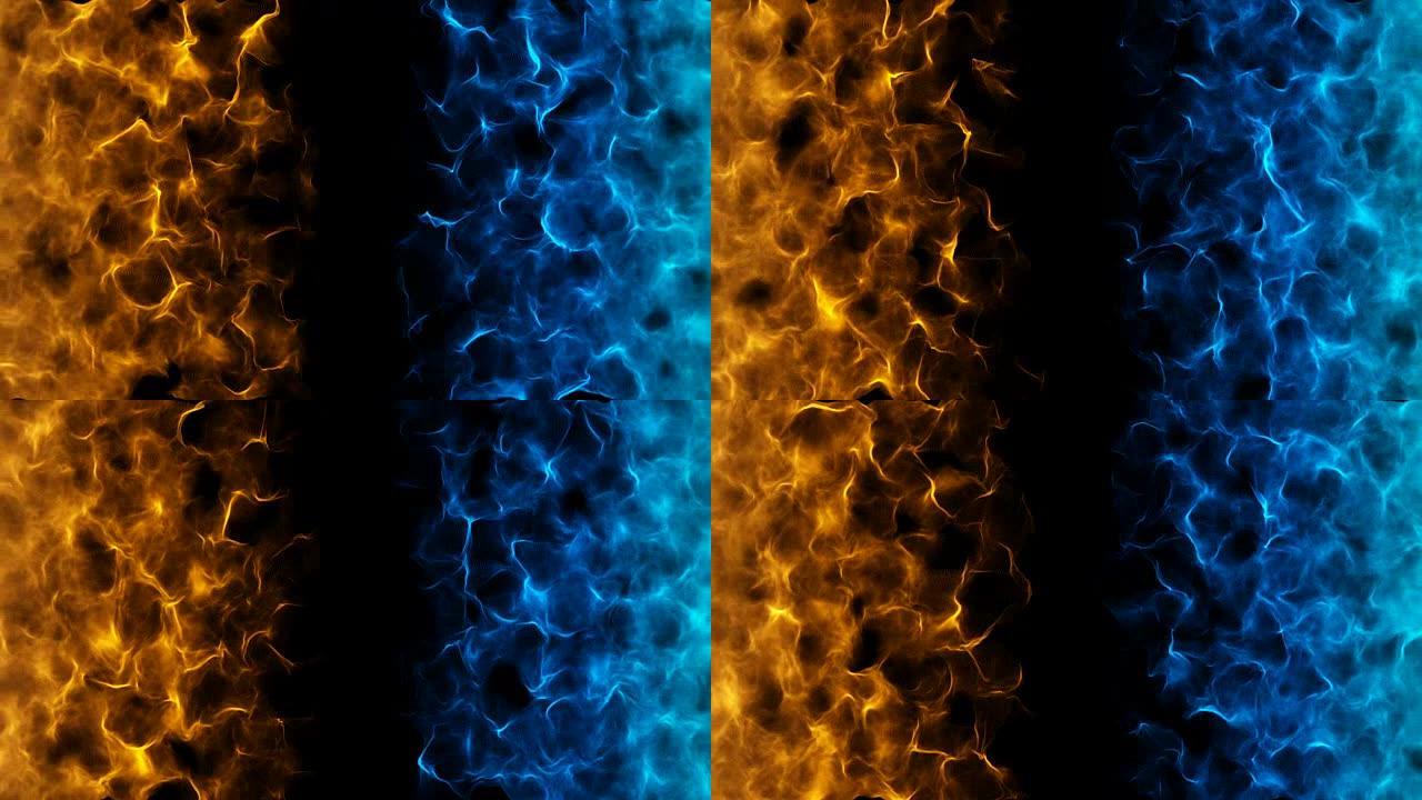 蓝色火与火背景 (可循环)