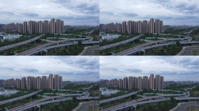 成都三环路立交桥交通航拍