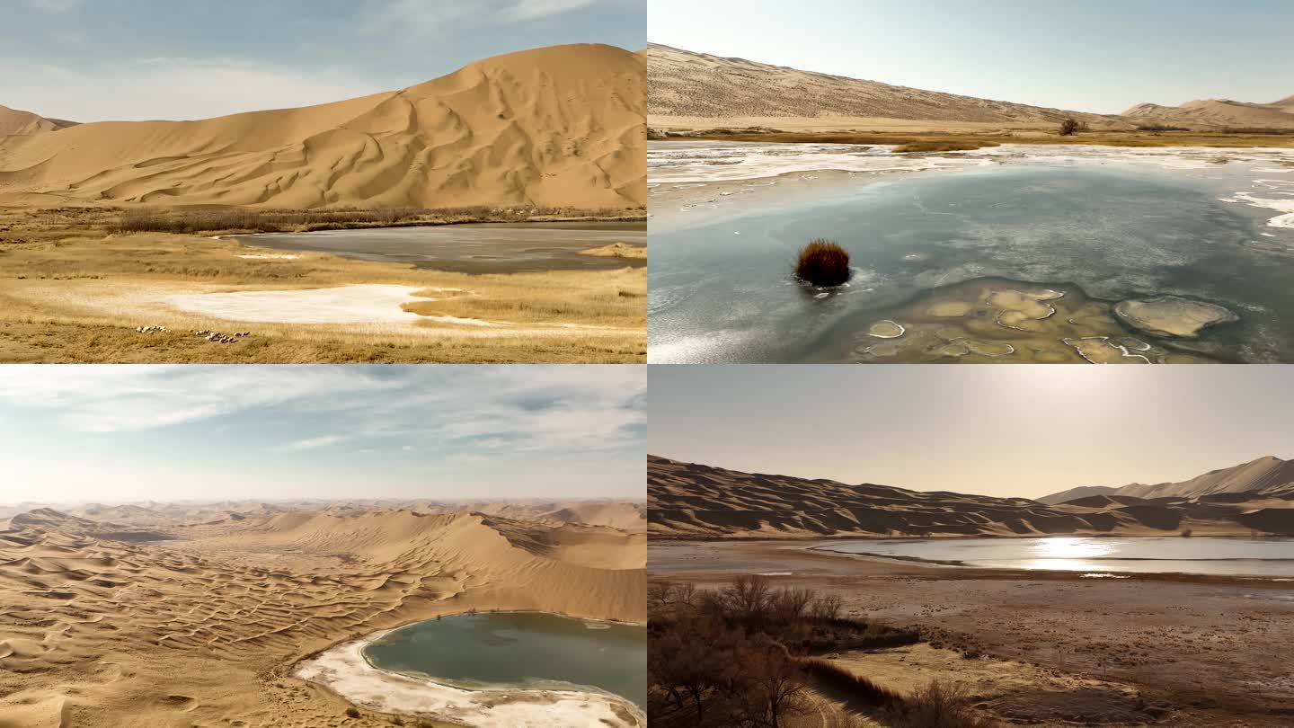 沙漠延时戈壁沙漠日落沙漠珠峰大漠黄沙骆驼