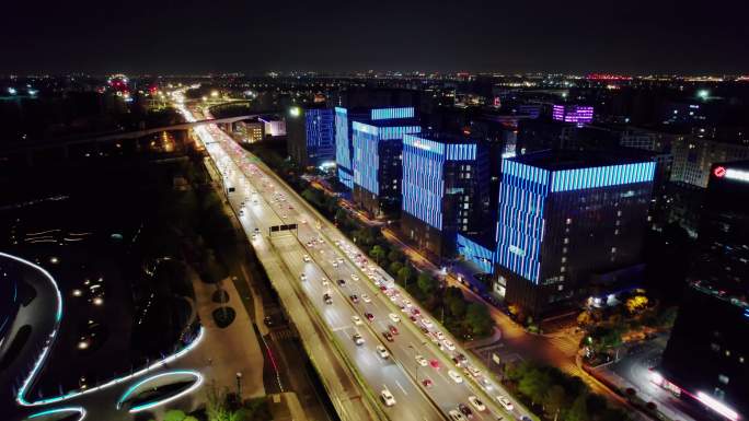 杭州电竞中心夜景 留石高架