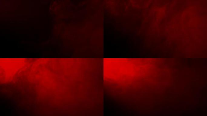 黑色背景上的抽象红色烟雾状云波效应，流动