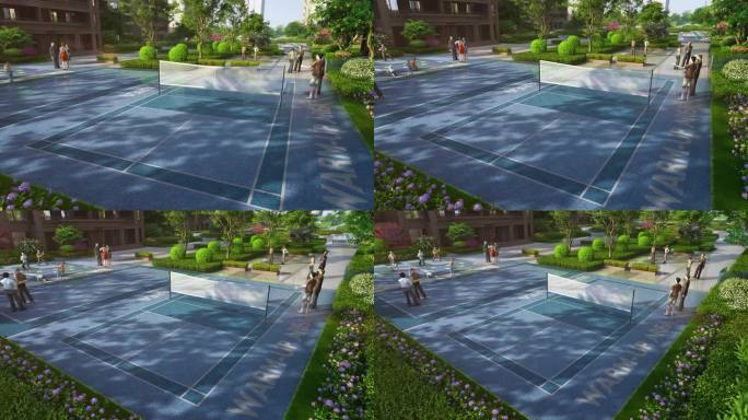 社区羽毛球场网球场动画素材
