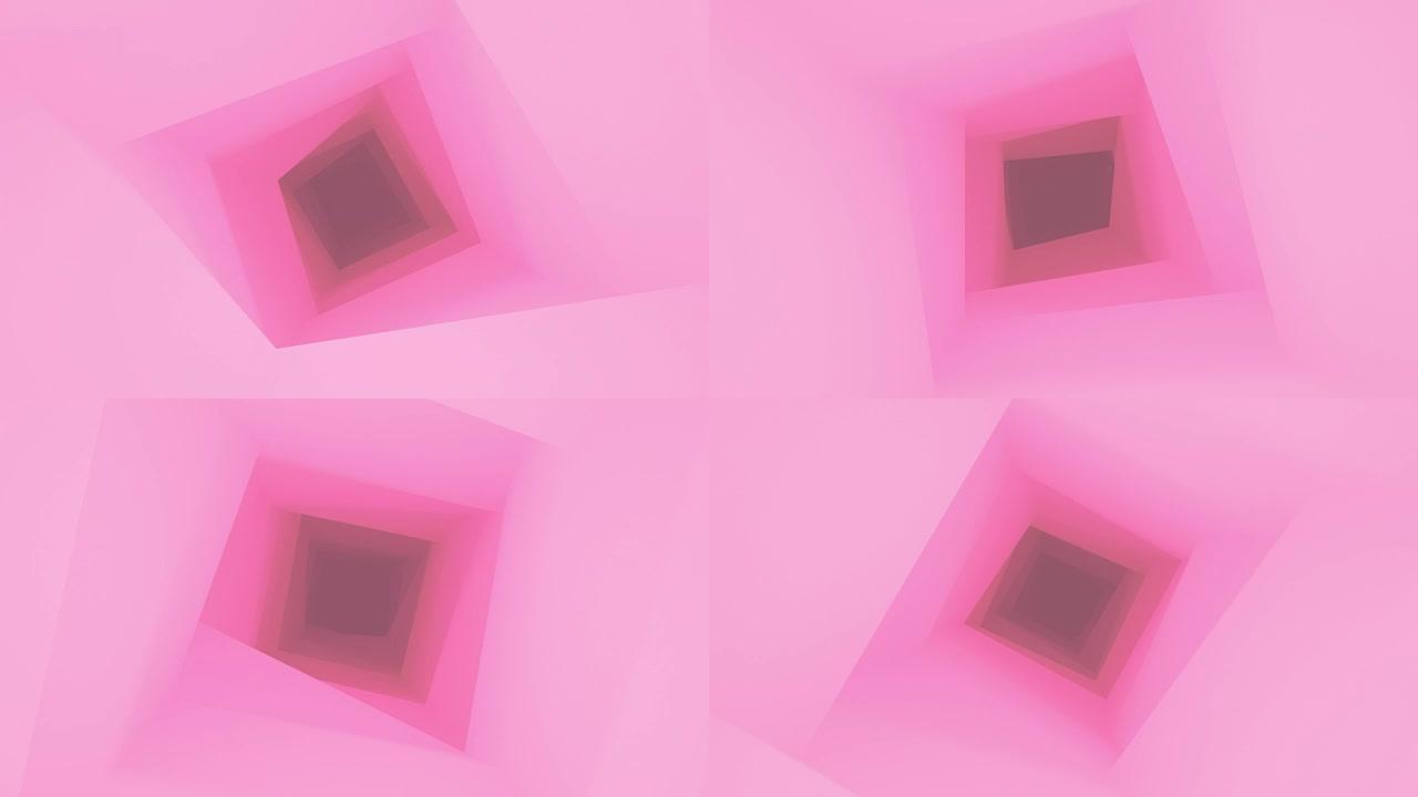 粉色歪斜方形无尽隧道