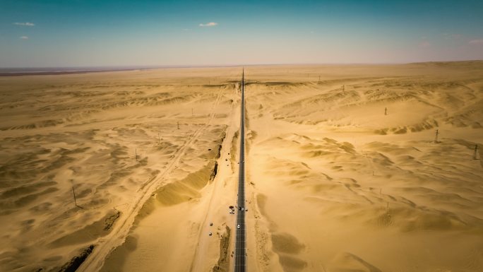 青海省旅拍自驾游航拍延时-沙漠