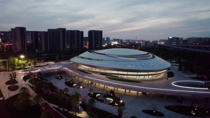 杭州电竞中心夜景全景 留石高架