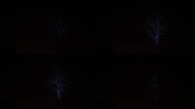 夜间的上百架无人机飞行表演