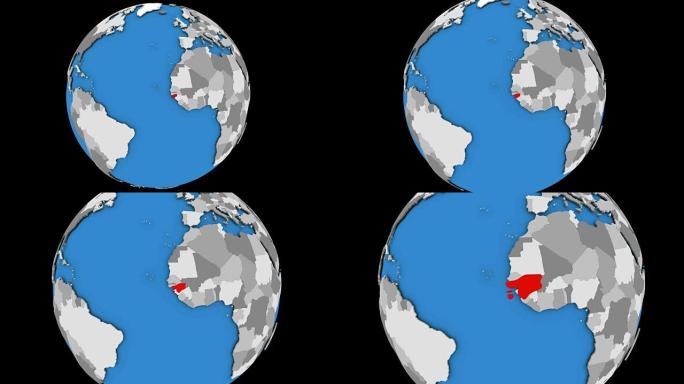 几内亚比绍在政治地球上