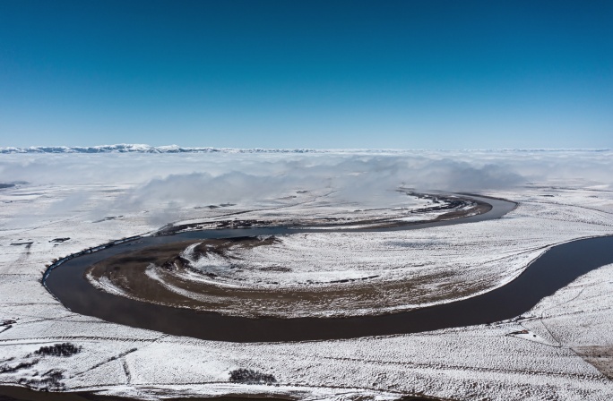 大雪冰雪河流冬天草原云海大江大河云海