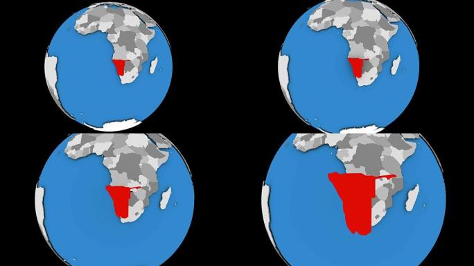 纳米比亚在政治地球上
