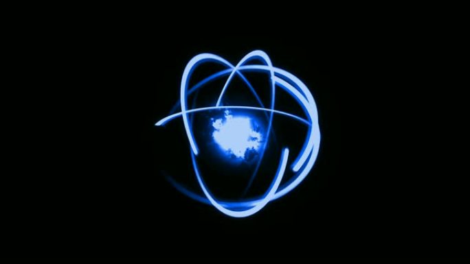 3d渲染原子，发光核模型，具有痕量原子和电子的分子结构。物理背景