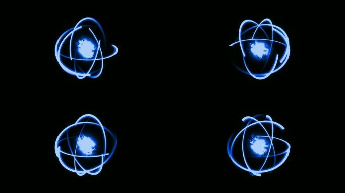 3d渲染原子，发光核模型，具有痕量原子和电子的分子结构。物理背景