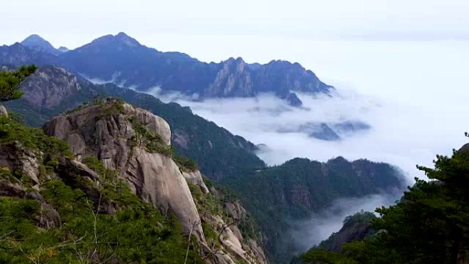 黄山或黄山云海风光，中国东部安徽省。