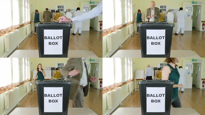 4K:女士在英国选举中投选票-在投票站投票