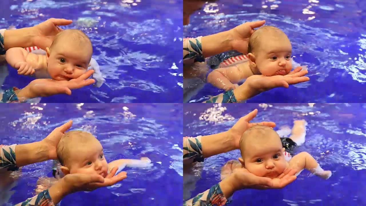 健康家庭母亲教婴儿游泳池
