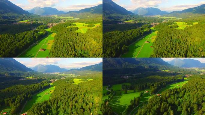 楚格峰下的高山景观。德国巴伐利亚，中欧加米施·帕滕基兴附近的格拉瑙山谷。