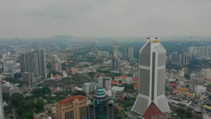 吉隆坡城市景观著名银行建筑空中全景4k马来西亚