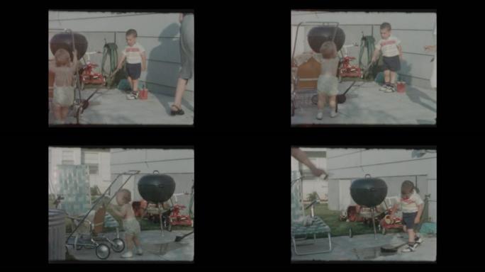 1962小男孩和婴儿扫背露台