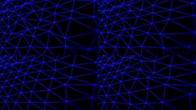 抽象辉光阴影蓝色三角形线框点多边形几何