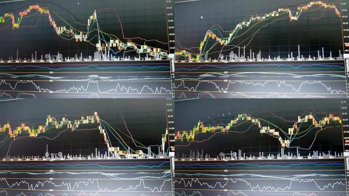 笔尖在显示器屏幕上显示投资分析图表