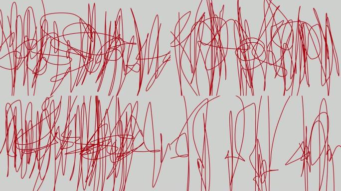 无缝涂鸦模式动画循环。涂鸦潦草的夹子。