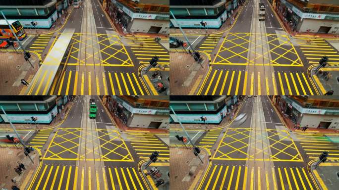 香港街头十字路口繁忙景象