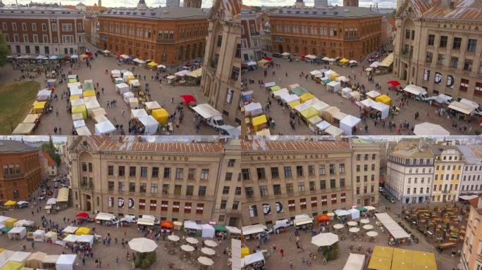 里加老城主广场 (Dome square) 的美丽鸟瞰图