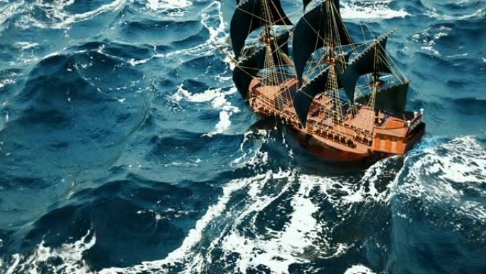 海洋中的老海盗船。无缝可接。