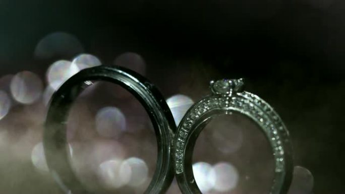 漂亮的结婚戒指和订婚戒指，4K。