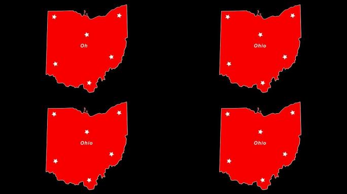 俄亥俄州作为红州的选举地图。
