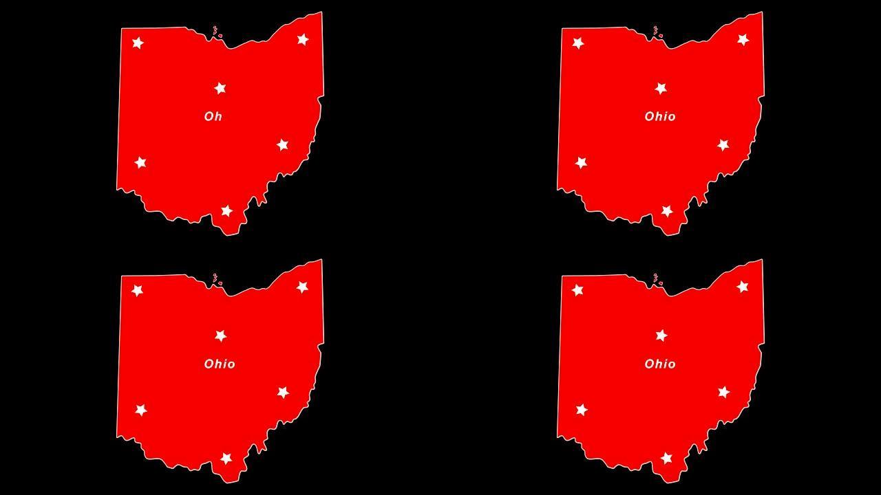 俄亥俄州作为红州的选举地图。