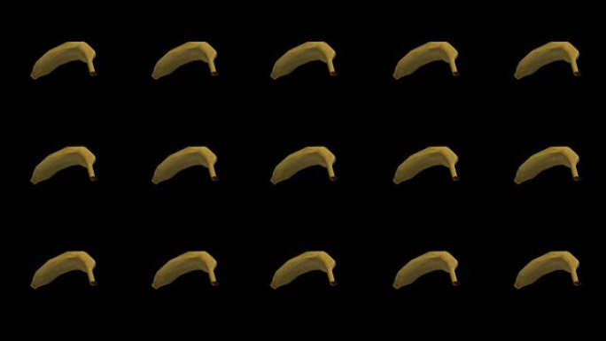 香蕉在黑色背景上旋转-循环。香蕉背景