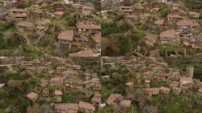 安纳托利亚西部一个废弃村庄的鸟瞰图