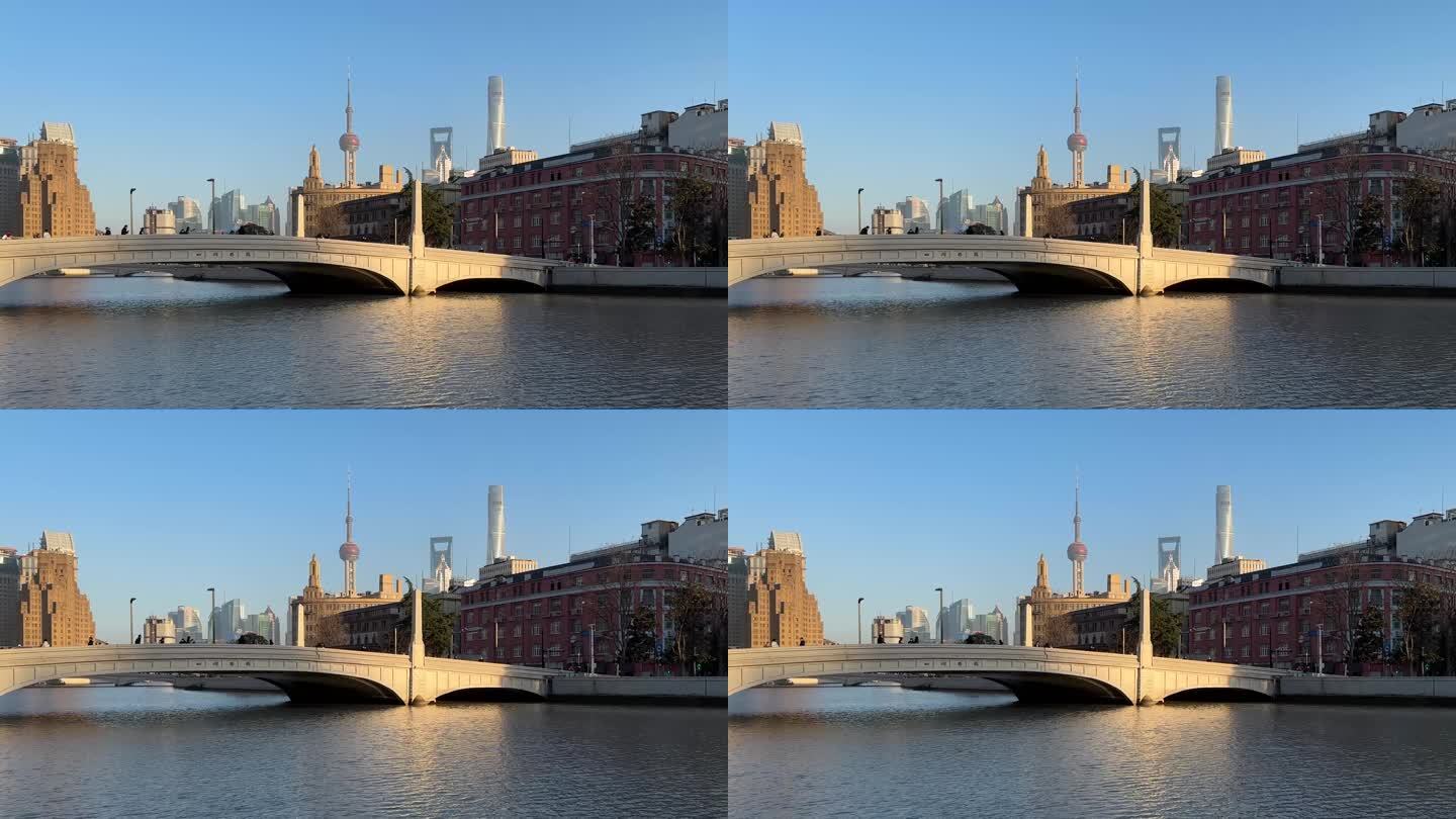 上海苏州河四川路桥落日余晖