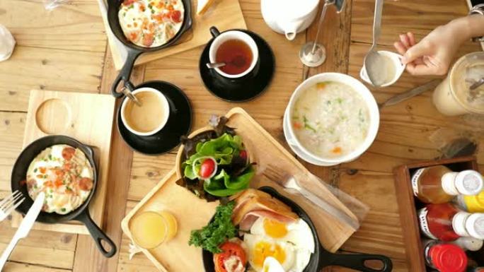 顶视图早餐食品