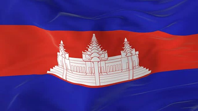 挥舞着环形旗帜作为柬埔寨的背景