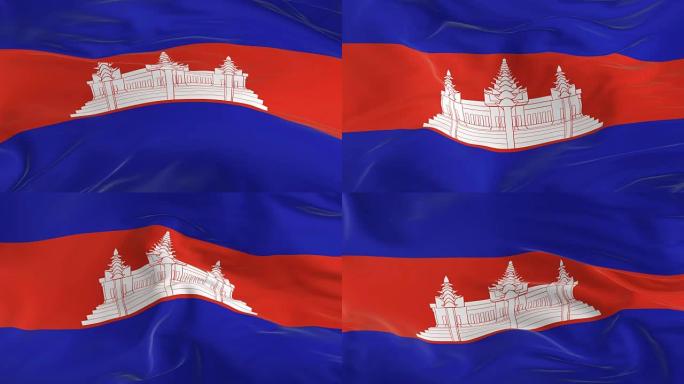 挥舞着环形旗帜作为柬埔寨的背景