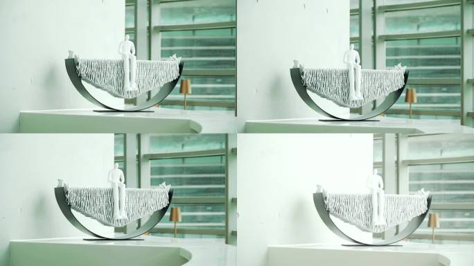 桌子上沉思的人雕塑雕像