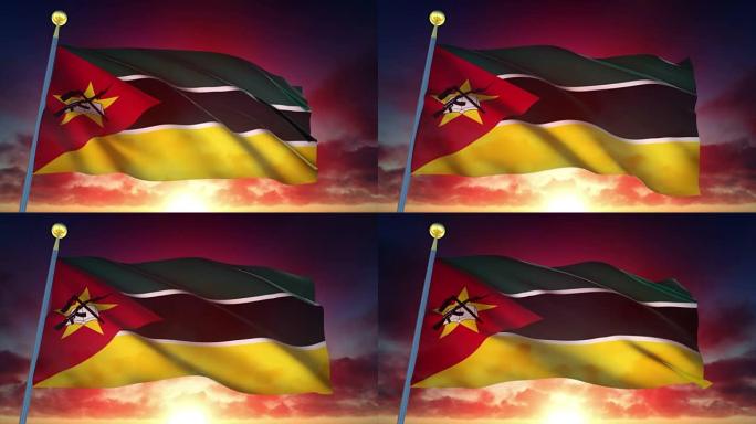 4k高度详细的莫桑比克国旗可循环