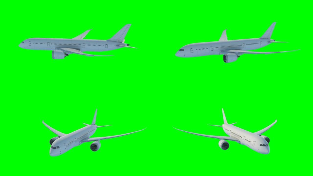 飞机在天空中飞行。3D渲染