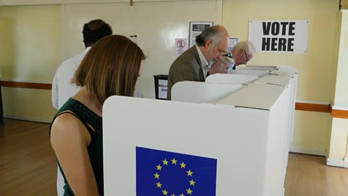 4K:在欧盟选举或公投时，人们站在投票站