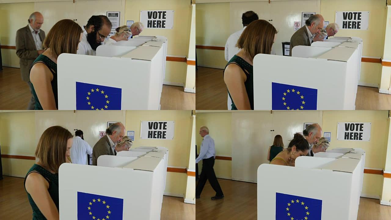 4K:在欧盟选举或公投时，人们站在投票站