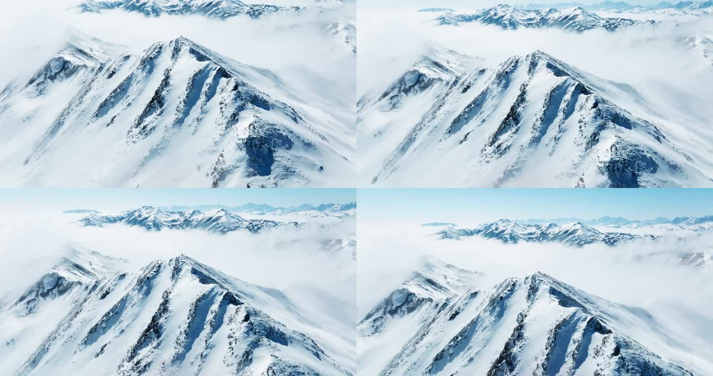 唯美大气雪山航拍风景川西夹金山冰雪世界