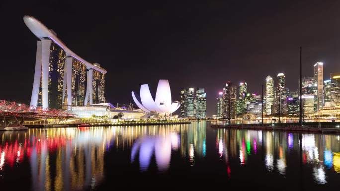 新加坡夜景延时4K